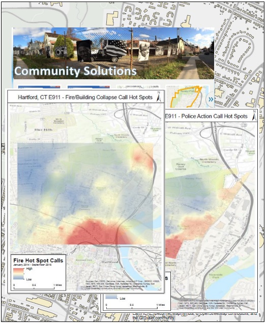 Community Solutions fire/building collapse call hot spots map